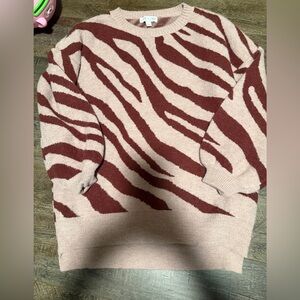 She + Sky Blush and Burgundy Zebra Sweater